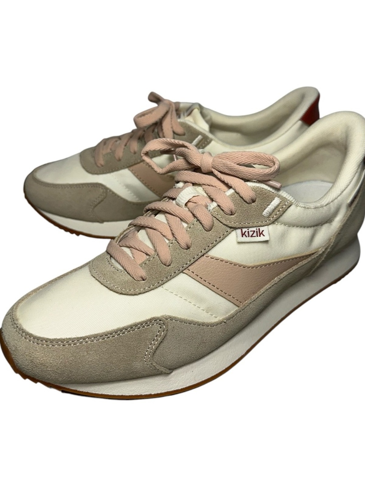 Kizik Women's Size 8.5 Cream Blush Pink Retro Siena Hands Free Slip On Sneakers
